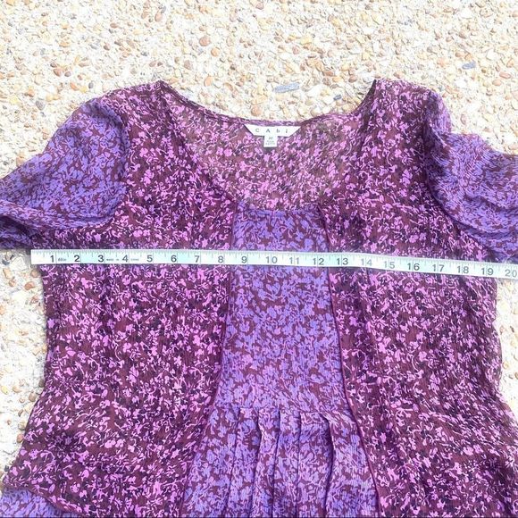 Cabi 823 Silk Purple Sonnet Sheer Floral Blouse Size M - Picture 6 of 9